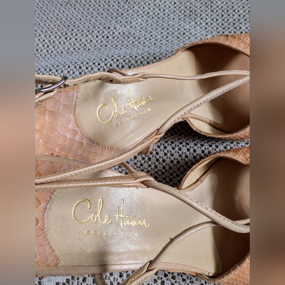 Vintage Cole Haan Anthropologie Leather Blush Wedges - Picture 6 of 6